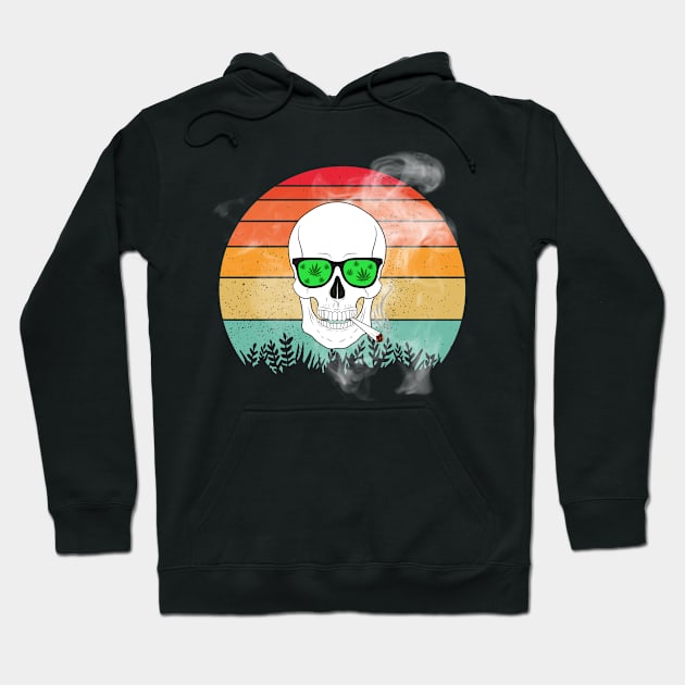 Funny Skull Retro Vintage marijuana lover, cannabis smokers, weed lovers, Hoodie by johnnie2749